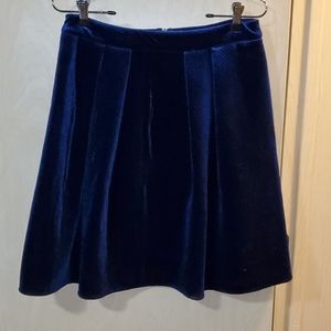 Blue Velvet Skirt with Pockets